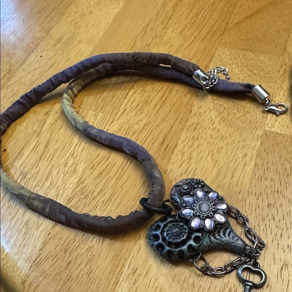 Steampunk Heart Polymer clay heart neclkace